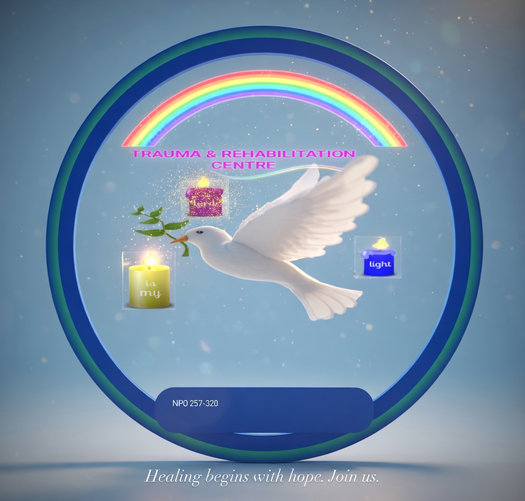 Trauma and Rehabilitation Centre official logo with white dove, April 2024 candle, and health icon